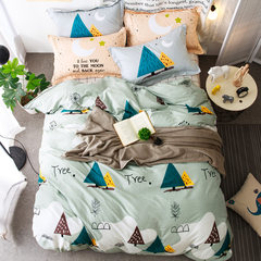 Duo home textiles, Korean INS bedclothes, bedsheets, quilt covers, four sets of children's cartoon cotton kits, 4 sets of cotton N: long 1.5m (5 ft) beds.