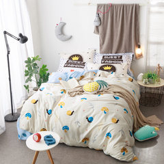 Duo home textiles, South Korea INS bedclothes, bedsheets, quilt covers, four sets of bed sets, children's cartoon cotton kits, 4 sets of cotton N: Sunshine Travel 1.5m (5 ft) bed.