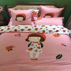 60 long staple cotton cotton bedding cartoon withembroideredcloth four piece suite three sets of children, child Little Red Riding Hood 1.2m (4 feet) bed