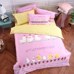 More like three sets of bed 1.2m cotton four sets of cotton 1.5 cartoon children's Bed Suite chicks Happy farm [red] 1.2m (4 feet) bed