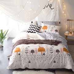 Student dormitory three sets of pure cotton cartoon cute children three sets of bed sheets, bedding bags, 1.2M bedding Squirrel 1.0m (3.3 feet) bed