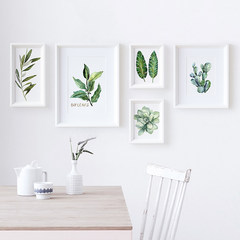Love home photos, wall living room, Nordic hanging painting bedroom, simple and fresh, plant entrance, restaurant, photo frame combination [5 frame medium combination]