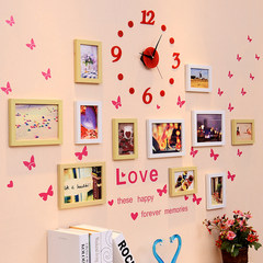 Creative home photo wall bedroom photo frame hanging wall combination living room sofa background wall photo wall decoration with clock 11Q white original + clock