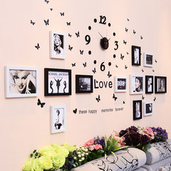 Creative home photo wall bedroom photo frame hanging wall combination living room sofa background wall photo wall decoration with clock 13Z black and white 02+ clock