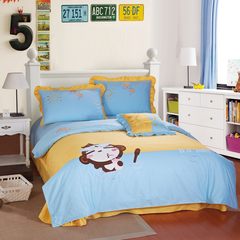 Cotton, cotton, children's kit bedding, spring and autumn season, single bed, quilt, cartoon, four piece, 1.2m (4 feet) bed.