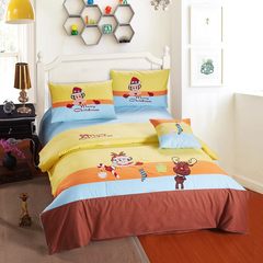 Cotton cotton children's suite bedding, spring and autumn season high and low single bed sheets, quilt set cartoon four piece set Merry Christmas 1.2m (4 feet) bed