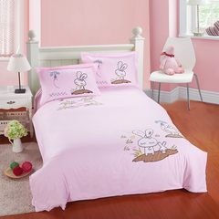 全棉纯棉儿童套件床上用品春秋季款 高低单人床单被套卡通四件套 乖乖兔 1.2m（4英尺）床