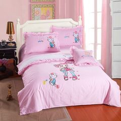 Cotton, cotton, children's kit bedding, spring and autumn season, single bed, quilt, cartoon, four piece set, happy princess 1.2m (4 feet) bed.