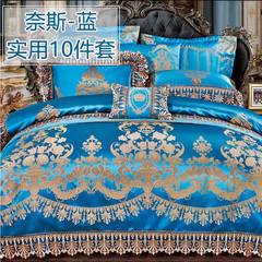 European luxury home textiles 68 piece suite, model room, wedding bedding, ten piece cover, peacock blue and luxurious 10 Piece 1.8m (6 feet) bed.