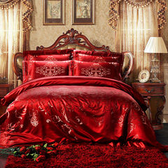 European style jacquard silk wedding bed, four sets of mulberry silk quilt, silk wedding items kit, 1.5m (5 ft) bed.