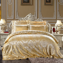 European style jacquard silk wedding bed, four sets of mulberry silk quilt, silk wedding items kit, 1.5m, 5 ft bed.