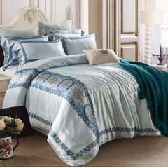American style pastoral wind silk printing four piece wedding wedding silk bedding special price silk suite 1.5m (5 ft) bed