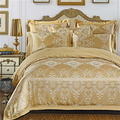 European Satin Jacquard four piece wedding bedding quilt 1.8/2.0m m cotton cotton double bed single Mandala Golden Camel 2.0m (6.6 ft) bed