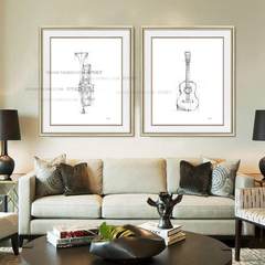 Simple American decorative painting, abstract painting, living room sofa, background painting, musical instrument, sketch, guitar, Cello 80*95 HD organic glass [not breakable] Oil film laminating + low reflective organic glass