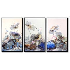 Pure hand-painted "Qing Tang Yun" series of original paintings bearing triple a box draw new entrance of Chinese modern decorative painting Other custom sizes Optional frames