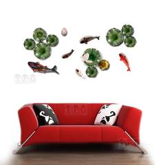Creative stereo mural pendant living room backdrop Wall Stickers Wall Decorations ceramic ornaments Fish Bar Whole set scheme