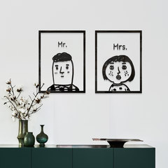 Simple small fresh frame stickers children room bedroom living room decoration ugly adorable couple 3D acrylic three-dimensional wall stickers Husband in
