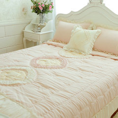 韩国代购  粉色浪漫韩式婚庆床上用品1米8四件套春秋空调被套件 3件套+床裙 1.5m（5英尺）床