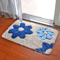 Household bathroom mat mat mat water bath bathroom door and foot mat room bedroom carpet [50x80cm] all-match doormat Big blue flowers