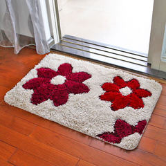 Household bathroom mat mat mat water bath bathroom door and foot mat room bedroom carpet [50x80cm] all-match doormat Red flowers