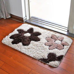Household bathroom mat mat mat water bath bathroom door and foot mat room bedroom carpet [50x80cm] all-match doormat Big coffee flower