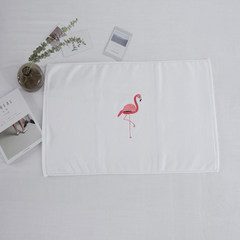 Nordic ins wind, cotton embroidery, thickening mat, water bath mat, small fresh and non slip bedroom floor mat 50× 80CM Ground mat (Flamingo)