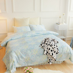 Bedclothes, home textiles, four piece set, Cotton Quilt Blanket, single cotton satin 4 pack, binding cover, soft quilt, Paisley blue 1.5m (5 ft) bed.