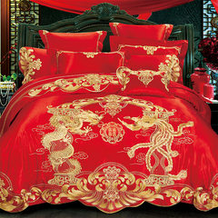 You dream of low-cost high-end textile Embroidery Wedding bedding dragon big red Siliubashi piece MYL925 Ten piece set 1.8m (6 feet) bed