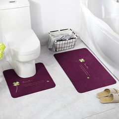Water-absorbing floor mat at the door of the bathroom, u-shaped toilet mat, anti-skid pad, bathroom mat, water absorbing floor mat, household two-piece set, 50x50+80x120cm [two-piece set], four-leaf clover, purple