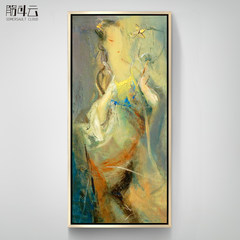 Somersault cloud pure hand-painted oil paintings of modern minimalist decorative painting paintings framed porch corridor Abstract ladies figure 23 cm *28 cm Oil film laminating + low reflective organic glass