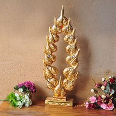 泰国工艺品东南亚特色家居木雕金色菩提叶摆件酒店会所装饰品