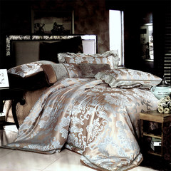 Su fan home textile European luxury wedding bridal multi piece wedding bedding, Satin Jacquard ten pieces of bedding six sheets / Blue Grey 2.0m (6.6 ft) bed