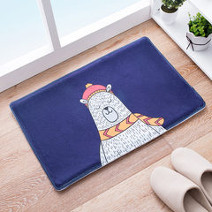 Cute cartoon suede mat mat door kitchen absorbent mats strip mat bedroom bedside carpet carpet 40x60CM Happy bear blue