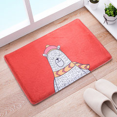 Cute cartoon suede mat mat door kitchen absorbent mats strip mat bedroom bedside carpet carpet 40x60CM Happy bear red