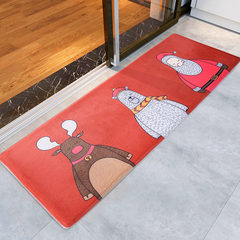 Cute cartoon suede mat mat door kitchen absorbent mats strip mat bedroom bedside carpet carpet 40x60CM Happy sprout red