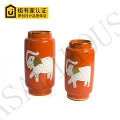 Key to special offer creative hand-painted ceramic ornaments hand-painted Golden Elephant ceramic vase model room hotel decoration