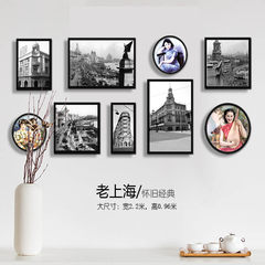 新品大尺寸老上海照片墙老照片有框画复古怀旧装饰画酒店餐厅壁画