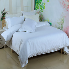 Cotton bed products 1200 pure color four piece Egyptian cotton pure cotton satin Double Suite new four white 1.5m (5 ft) bed.