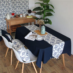 Blue and white porcelain China style cotton table cloth cloth breeze modern literary gift 80*80cm