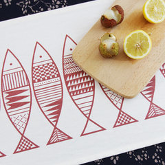 Mr. rabbit Zakka Japanese simple cartoon wallpaper cloth tablecloth gift customized fish Totem 65+17 vertical *180cm
