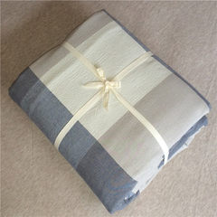 Japanese style simple style, cotton bed product kit, washcloth, cotton quilt, quilt cover, comfortable single bag, 200X230cm blue and gray.