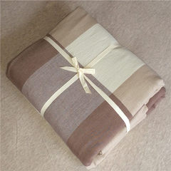 日式简约良品风格全棉床品套件 水洗棉格纹被套舒适单件被套 包邮 200X230cm 卡其大格