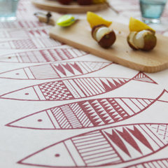 Mr. rabbit Zakka Japanese cartoon simple table linen tablecloths cloth cloth custom totem fish 65+17 vertical *180cm