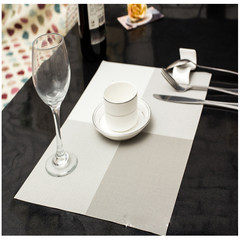 方格PVC灰白色餐垫 防水餐垫 隔热餐垫 餐桌餐垫/垫子 灰白 靠背扶手巾67*78