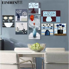 Decorative painting, living room, bedroom, restaurant, frameless painting mural, irregular combination of painting, garden Abstract vase Size 2 (8 sets) Simple white clean frame Figure Whole set price