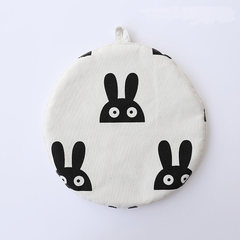 Japanese style fabric black and white thickening anti ironing pad, kitchen cooking creativity, home table mat, bowl heat insulation pad Rabbit mat