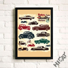 Retro cars, old posters, framed paintings, coffee bars, restaurants, solid wood decorative paintings, Retro Old posters 60*60 Other types HK092 black thickened solid wood frame Oil film laminating + low reflective organic glass