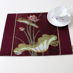 Yibixu Chinese style fashion satin square table mat insulation mat cup mat waterproof table mat western dinner pad purple lotus