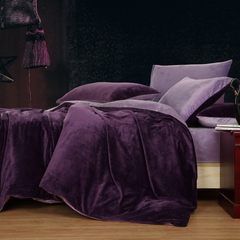 The European high-end textile Violet Purple super soft short plush thickened six piece warm winter bedding Need a fitted message note 1.2m (4 feet) bed