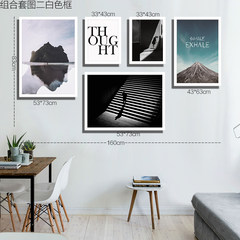 Black and white adornment abstract ideas Nordic contemporary and contracted box drawing restaurants cafes hanging wall in the living room 23 cm * 28 cm contracted black wood frame combination two white box canvas coated + low reflective organic glass